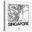 White Map of Singapore-NaxArt-Stretched Canvas