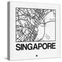 White Map of Singapore-NaxArt-Stretched Canvas