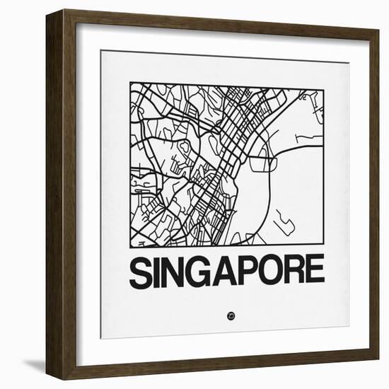 White Map of Singapore-NaxArt-Framed Art Print