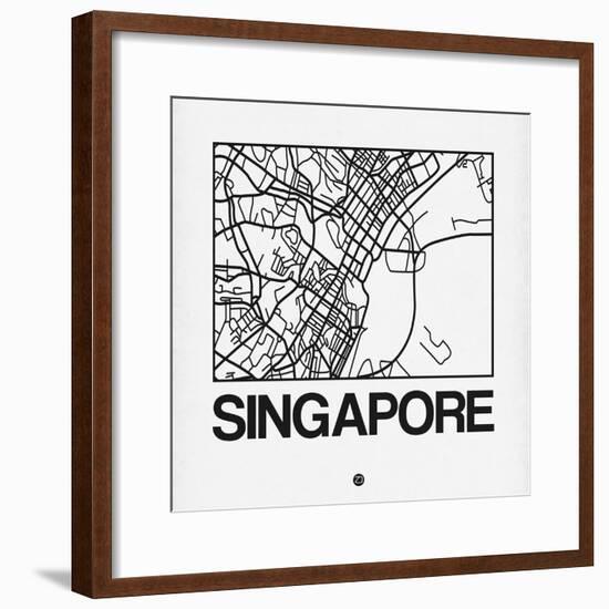 White Map of Singapore-NaxArt-Framed Art Print