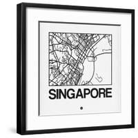 White Map of Singapore-NaxArt-Framed Art Print