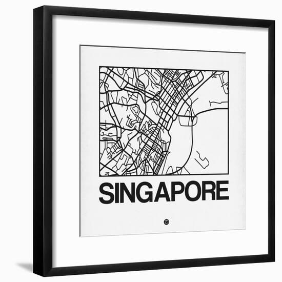 White Map of Singapore-NaxArt-Framed Art Print