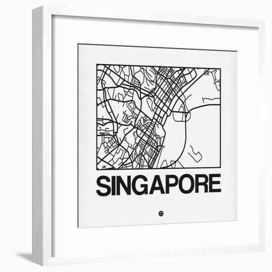 White Map of Singapore-NaxArt-Framed Art Print