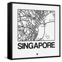 White Map of Singapore-NaxArt-Framed Stretched Canvas