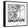 White Map of Singapore-NaxArt-Framed Stretched Canvas