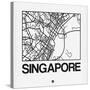 White Map of Singapore-NaxArt-Stretched Canvas