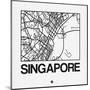 White Map of Singapore-NaxArt-Mounted Art Print