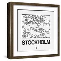 White Map of Stockholm-NaxArt-Framed Art Print