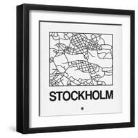 White Map of Stockholm-NaxArt-Framed Art Print