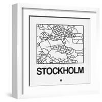 White Map of Stockholm-NaxArt-Framed Art Print