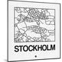 White Map of Stockholm-NaxArt-Mounted Art Print