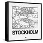 White Map of Stockholm-NaxArt-Framed Stretched Canvas