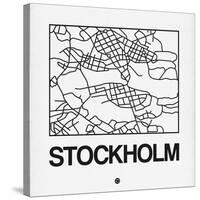 White Map of Stockholm-NaxArt-Stretched Canvas