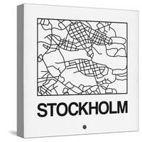 White Map of Stockholm-NaxArt-Stretched Canvas