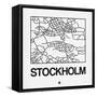 White Map of Stockholm-NaxArt-Framed Stretched Canvas