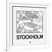 White Map of Stockholm-NaxArt-Framed Art Print