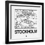 White Map of Stockholm-NaxArt-Framed Art Print