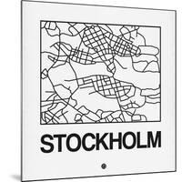 White Map of Stockholm-NaxArt-Mounted Art Print