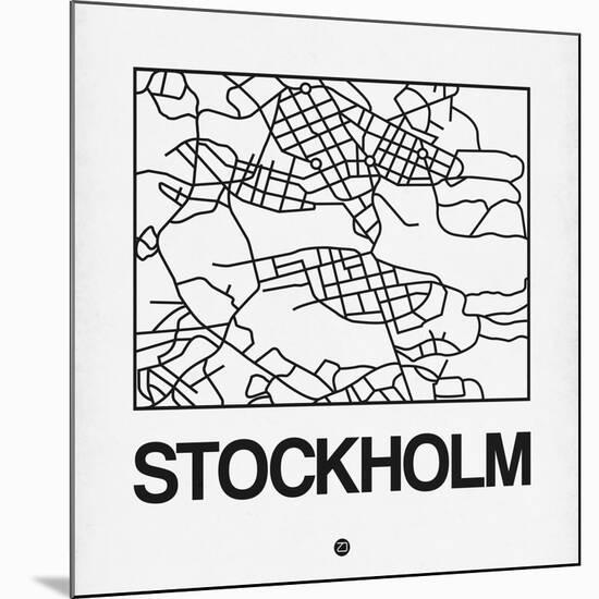 White Map of Stockholm-NaxArt-Mounted Art Print