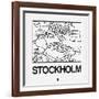 White Map of Stockholm-NaxArt-Framed Art Print