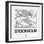 White Map of Stockholm-NaxArt-Framed Art Print