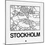 White Map of Stockholm-NaxArt-Mounted Art Print