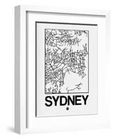 White Map of Sydney-NaxArt-Framed Art Print