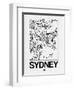 White Map of Sydney-NaxArt-Framed Art Print