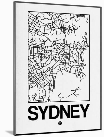 White Map of Sydney-NaxArt-Mounted Art Print