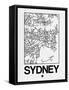 White Map of Sydney-NaxArt-Framed Stretched Canvas