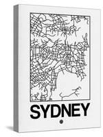 White Map of Sydney-NaxArt-Stretched Canvas