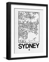 White Map of Sydney-NaxArt-Framed Art Print