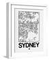 White Map of Sydney-NaxArt-Framed Art Print