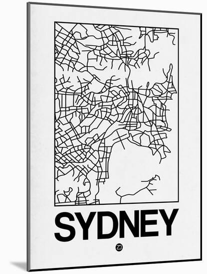 White Map of Sydney-NaxArt-Mounted Art Print