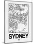 White Map of Sydney-NaxArt-Mounted Art Print