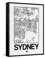 White Map of Sydney-NaxArt-Framed Stretched Canvas