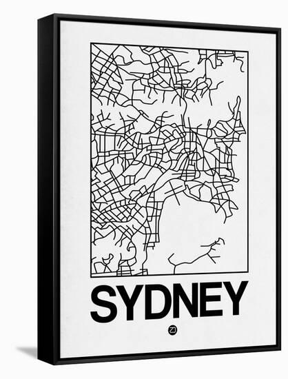 White Map of Sydney-NaxArt-Framed Stretched Canvas