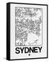 White Map of Sydney-NaxArt-Framed Stretched Canvas