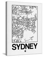 White Map of Sydney-NaxArt-Stretched Canvas