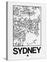 White Map of Sydney-NaxArt-Stretched Canvas