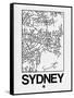 White Map of Sydney-NaxArt-Framed Stretched Canvas