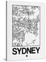 White Map of Sydney-NaxArt-Stretched Canvas