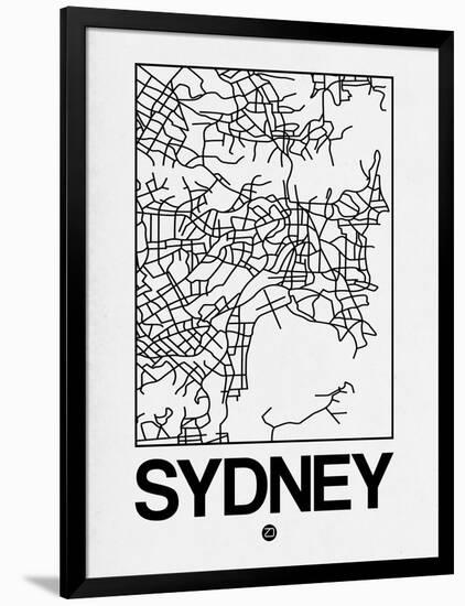 White Map of Sydney-NaxArt-Framed Art Print