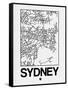 White Map of Sydney-NaxArt-Framed Stretched Canvas