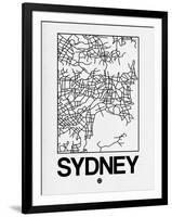 White Map of Sydney-NaxArt-Framed Art Print