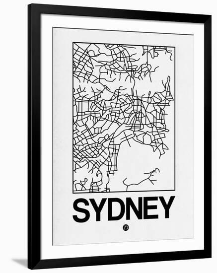 White Map of Sydney-NaxArt-Framed Art Print