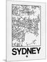 White Map of Sydney-NaxArt-Mounted Art Print