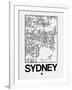 White Map of Sydney-NaxArt-Framed Art Print