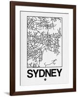 White Map of Sydney-NaxArt-Framed Art Print