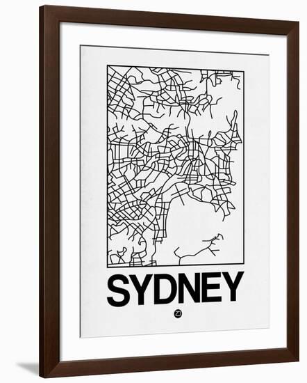 White Map of Sydney-NaxArt-Framed Art Print